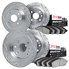 7504-07010 Drilled/Slotted Brake Rotors w/5000 Advanced Brake Pads Kit [Silver], 1968-1988 Multiple Makes/Models, Position: Fron