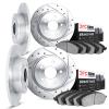7504-11001 Drilled/Slotted Brake Rotors w/5000 Advanced Brake Pads Kit [Silver], 1994-1999 Land Rover, Position: Front and Rear - image 1