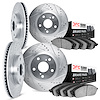 7504-31068 Drilled/Slotted Brake Rotors w/5000 Advanced Brake Pads Kit [Silver], Fits Select Mini, Position: Front and Rear - image 1