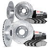7504-37005 Drilled/Slotted Brake Rotors w/5000 Advanced Brake Pads Kit [Silver], 1989-1993 GM, Position: Front and Rear - image 1