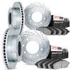 7504-40249 Drilled/Slotted Brake Rotors w/5000 Advanced Brake Pads Kit [Silver], Fits Select Mopar, Position: Front and Rear - image 1
