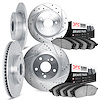 7504-43012 Drilled/Slotted Brake Rotors w/5000 Advanced Brake Pads Kit [Silver], 1990-1990 Mopar, Position: Front and Rear - image 1