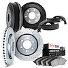 7504-47227 Drilled/Slotted Brake Rotors w/5000 Advanced Brake Pads/Drums & Shoes Kit [Silver], 1992-2000 GM, Position: Front and - image 1