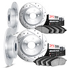 7504-52003 Drilled/Slotted Brake Rotors w/5000 Advanced Brake Pads Kit [Silver], 1984-1987 GM, Position: Front and Rear - image 1