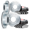 7504-54309 Drilled/Slotted Brake Rotors w/5000 Advanced Brake Pads Kit [Silver], 1999-2000 Ford/Lincoln/Mercury/Mazda, Position: - image 1