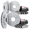 7504-54325 Drilled/Slotted Brake Rotors w/5000 Advanced Brake Pads Kit [Silver], 1997-2002 Ford/Lincoln/Mercury/Mazda, Position: - image 1