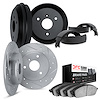 7504-63000 Drilled/Slotted Brake Rotors w/5000 Advanced Brake Pads/Drums & Shoes Kit [Silver], 2005-2016 Smart, Position: Front  - image 1