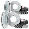 7504-72057 Drilled/Slotted Brake Rotors w/5000 Advanced Brake Pads Kit [Silver], 2012-2020 Freightliner, Position: Front and Rea - image 1