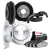 7504-74050 Drilled/Slotted Brake Rotors w/5000 Advanced Brake Pads/Drums & Shoes Kit [Silver], 1979-1979 Audi/Volkswagen, Positi - image 1