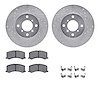 7512-01001 Drilled/Slotted Brake Rotors w/5000 Advanced Brake Pads Kit & Hardware [Silver], 1999-2002 Suzuki, Position: Front - image 1