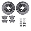 7512-01006 Drilled/Slotted Brake Rotors w/5000 Advanced Brake Pads Kit & Hardware [Silver], 2010-2013 Suzuki, Position: Rear - image 1