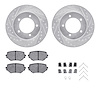 7512-01008 Drilled/Slotted Brake Rotors w/5000 Advanced Brake Pads Kit & Hardware [Silver], 1996-1998 Suzuki, Position: Front - image 1