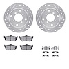 7512-01020 Drilled/Slotted Brake Rotors w/5000 Advanced Brake Pads Kit & Hardware [Silver], 1989-1994 Suzuki, Position: Rear - image 1