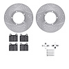 7512-02004 Drilled/Slotted Brake Rotors w/5000 Advanced Brake Pads Kit & Hardware [Silver], 1978-1983 Porsche, Position: Front