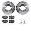 7512-02008 Drilled/Slotted Brake Rotors w/5000 Advanced Brake Pads Kit & Hardware [Silver], 1997-2004 Porsche, Position: Rear - image 1