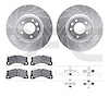 7512-02011 Drilled/Slotted Brake Rotors w/5000 Advanced Brake Pads Kit & Hardware [Silver], 2008-2009 Audi/Volkswagen, Position: - image 1