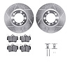 7512-02015 Drilled/Slotted Brake Rotors w/5000 Advanced Brake Pads Kit & Hardware [Silver], 2006-2012 Porsche, Position: Rear - image 1