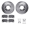 7512-02026 Drilled/Slotted Brake Rotors w/5000 Advanced Brake Pads Kit & Hardware [Silver], 2007-2013 Porsche, Position: Rear - image 1