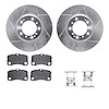 7512-02031 Drilled/Slotted Brake Rotors w/5000 Advanced Brake Pads Kit & Hardware [Silver], 2009-2012 Porsche, Position: Rear - image 1