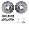 7512-02156 Drilled/Slotted Brake Rotors w/5000 Advanced Brake Pads Kit & Hardware [Silver], 2008-2008 Porsche, Position: Front - image 1