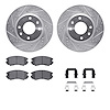 7512-03000 Drilled/Slotted Brake Rotors w/5000 Advanced Brake Pads Kit & Hardware [Silver], 2002-2006 Kia/Hyundai/Genesis, Posit - image 1