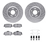 7512-03004 Drilled/Slotted Brake Rotors w/5000 Advanced Brake Pads Kit & Hardware [Silver], 2011-2015 Kia/Hyundai/Genesis, Posit - image 1