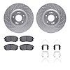 7512-03006 Drilled/Slotted Brake Rotors w/5000 Advanced Brake Pads Kit & Hardware [Silver], 2016-2020 Kia/Hyundai/Genesis, Posit - image 1