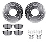 7512-03010 Drilled/Slotted Brake Rotors w/5000 Advanced Brake Pads Kit & Hardware [Silver], 1994-1996 Kia/Hyundai/Genesis, Posit - image 1