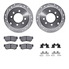 7512-03013 Drilled/Slotted Brake Rotors w/5000 Advanced Brake Pads Kit & Hardware [Silver], 1999-2006 Kia/Hyundai/Genesis, Posit - image 1