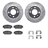 7512-03014 Drilled/Slotted Brake Rotors w/5000 Advanced Brake Pads Kit & Hardware [Silver], 2000-2002 Kia/Hyundai/Genesis, Posit - image 1