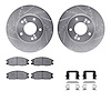 7512-03015 Drilled/Slotted Brake Rotors w/5000 Advanced Brake Pads Kit & Hardware [Silver], 2001-2003 Kia/Hyundai/Genesis, Posit - image 1