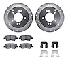 7512-03016 Drilled/Slotted Brake Rotors w/5000 Advanced Brake Pads Kit & Hardware [Silver], 2008-2010 Kia/Hyundai/Genesis, Posit - image 1