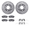 7512-03018 Drilled/Slotted Brake Rotors w/5000 Advanced Brake Pads Kit & Hardware [Silver], 2001-2002 Kia/Hyundai/Genesis, Posit - image 1