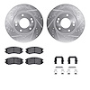 7512-03019 Drilled/Slotted Brake Rotors w/5000 Advanced Brake Pads Kit & Hardware [Silver], 2004-2006 Kia/Hyundai/Genesis, Posit - image 1