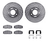 7512-03023 Drilled/Slotted Brake Rotors w/5000 Advanced Brake Pads Kit & Hardware [Silver], 2001-2006 Kia/Hyundai/Genesis, Posit - image 1
