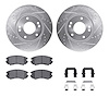 7512-03026 Drilled/Slotted Brake Rotors w/5000 Advanced Brake Pads Kit & Hardware [Silver], 2003-2013 Kia/Hyundai/Genesis, Posit - image 1