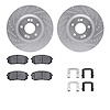 7512-03044 Drilled/Slotted Brake Rotors w/5000 Advanced Brake Pads Kit & Hardware [Silver], 2014-2017 Kia/Hyundai/Genesis, Posit - image 1