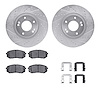 7512-03045 Drilled/Slotted Brake Rotors w/5000 Advanced Brake Pads Kit & Hardware [Silver], 2010-2016 Kia/Hyundai/Genesis, Posit - image 1