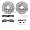7512-03048 Drilled/Slotted Brake Rotors w/5000 Advanced Brake Pads Kit & Hardware [Silver], 2007-2009 Kia/Hyundai/Genesis, Posit - image 1