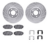 7512-03049 Drilled/Slotted Brake Rotors w/5000 Advanced Brake Pads Kit & Hardware [Silver], 2007-2012 Kia/Hyundai/Genesis, Posit - image 1