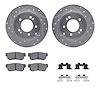 7512-03051 Drilled/Slotted Brake Rotors w/5000 Advanced Brake Pads Kit & Hardware [Silver], 2005-2008 Kia/Hyundai/Genesis, Posit - image 1