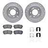 7512-03052 Drilled/Slotted Brake Rotors w/5000 Advanced Brake Pads Kit & Hardware [Silver], 2016-2020 Kia/Hyundai/Genesis, Posit - image 1
