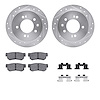 7512-03058 Drilled/Slotted Brake Rotors w/5000 Advanced Brake Pads Kit & Hardware [Silver], 2007-2009 Kia/Hyundai/Genesis, Posit - image 1