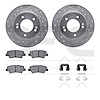 7512-03071 Drilled/Slotted Brake Rotors w/5000 Advanced Brake Pads Kit & Hardware [Silver], Fits Select Kia/Hyundai/Genesis, Pos - image 1