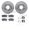 7512-03073 Drilled/Slotted Brake Rotors w/5000 Advanced Brake Pads Kit & Hardware [Silver], Fits Select Kia/Hyundai/Genesis, Pos - image 1