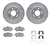 7512-03078 Drilled/Slotted Brake Rotors w/5000 Advanced Brake Pads Kit & Hardware [Silver], 2017-2020 Kia/Hyundai/Genesis, Posit - image 1