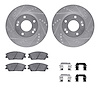 7512-03080 Drilled/Slotted Brake Rotors w/5000 Advanced Brake Pads Kit & Hardware [Silver], Fits Select Kia/Hyundai/Genesis, Pos - image 1