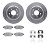 7512-03083 Drilled/Slotted Brake Rotors w/5000 Advanced Brake Pads Kit & Hardware [Silver], 2018-2020 Kia/Hyundai/Genesis, Posit - image 1