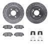 7512-03088 Drilled/Slotted Brake Rotors w/5000 Advanced Brake Pads Kit & Hardware [Silver], 2013-2015 Mopar, Position: Rear - image 1