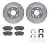 7512-03093 Drilled/Slotted Brake Rotors w/5000 Advanced Brake Pads Kit & Hardware [Silver], Fits Select Kia/Hyundai/Genesis, Pos - image 1